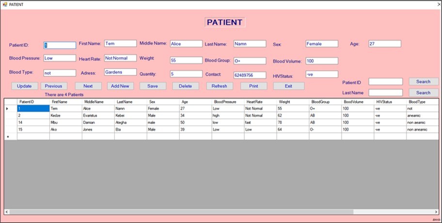 Patient information window